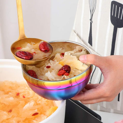 Stainless Steel Bowl Set: 500 ml Cereal Bowl, Set of 10 with Gift Box Included. Double Walled Insulated & Dishwasher Safe, Durable Deep Soup Bowl, Suitable for Home Kitchen & Child (Silver)