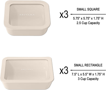 Ceramic Coated Glass Food Storage Container | No PTFE, PFOA, PFAS, and BPA | Reusable Non Toxic Meal Prep Container with Glass Lid | Easy To Store | 3 Cup Rectangle [Onyx]
