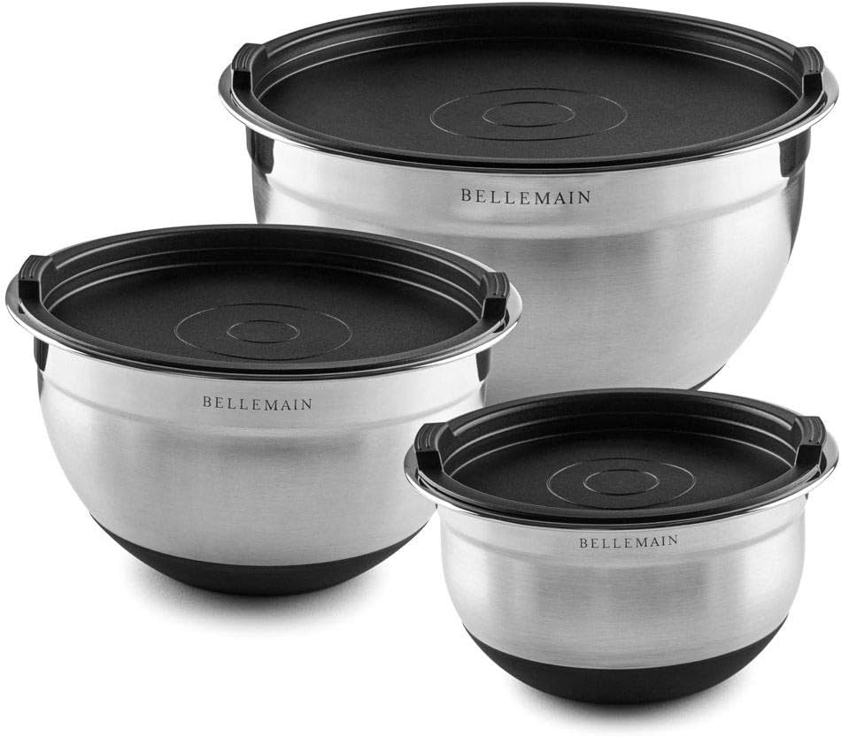 Bellemain Stainless Steel Non-Slip Mixing Bowls with Lids (4-Piece Set)
