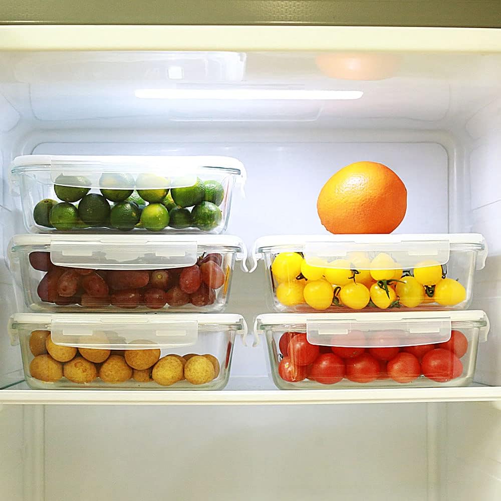 DAS TRUST 5 Pack 36oz Bento Box Glass Meal Prep Container 3 Compartment Glass Food Storage Containers with Lids Meal Prep Bowls Lunch Box Lunch Container for Oven