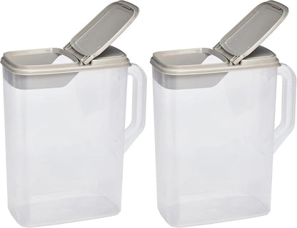 Buddeez Pet Food Storage Container - 8 Quart Capacity Dog / Cat Food & Bird Seed Container with Durable EZ Grip Handle, Flip Gray Lid (includes 1 Cup Clear Scoop)
