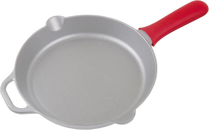 Victoria Silicone Handle Cover, Custom-Made Handle Sleeve for 10 and 12 Inch Victoria Cast Iron Skillets, Large, Red