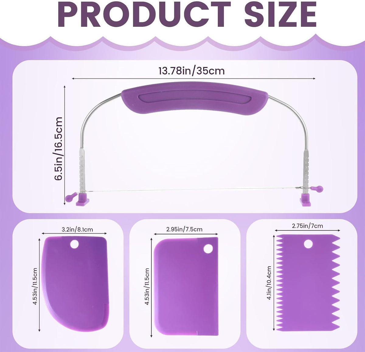 Adjustable Cake Leveler with 3 Cake Scrapers, 9 Height Cake Slicer