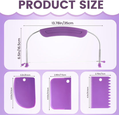 Adjustable Cake Leveler with 3 Cake Scrapers, 9 Height Cake Slicer