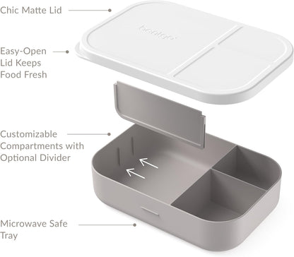 Bentgo® Modern Tray with Matte Lid - Reusable, BPA-Free, Meal Prep Containers for Adults with Removable Divider - 3 or 4 Compartments for Healthy Portioned Meals At Home & On the Go (Navy)
