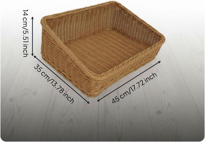 Qianly Slanted Opening Display Basket Versatile Angled Woven Basket Sturdy Build Wicker Storage Bin for Supermarket, Coffee H 40-30-8-14