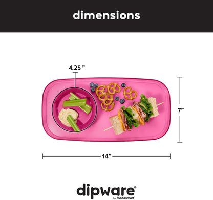 madesmart dipware Small Serving Plate, Stackable & Removable Dip Bowl for Salsa, Queso, Salad, Olives, Dishwasher & Microwave Safe, Multipurpose Plate & Bowl, Blue