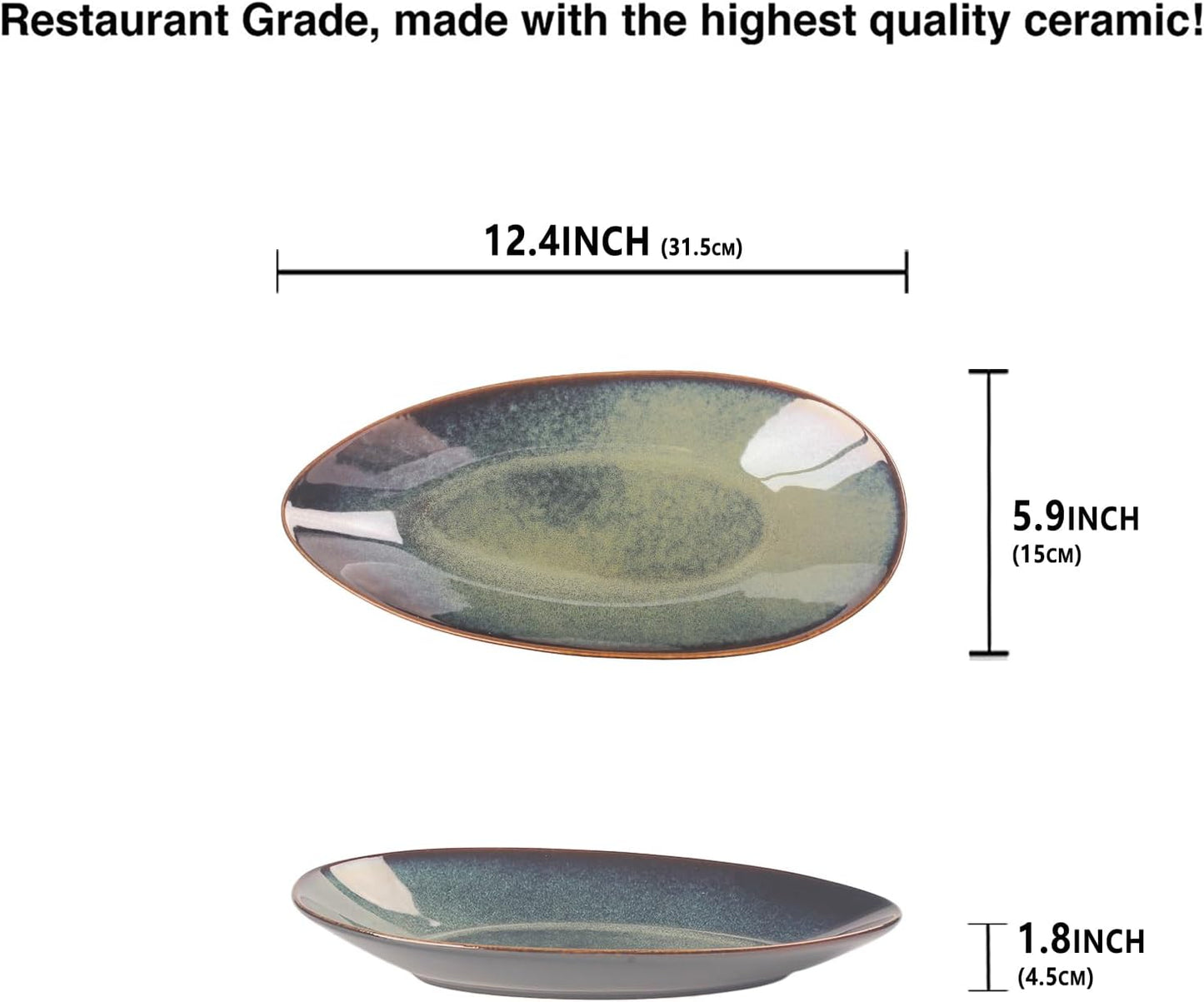 Serving Platter Olives Plate Set of 2, Large Serving Tray for Entertaining, Porcelain Trays and Platters, Salad Appetizer Tray,Dishwasher & Microwave Safe, Royal blue 14.5 Inch