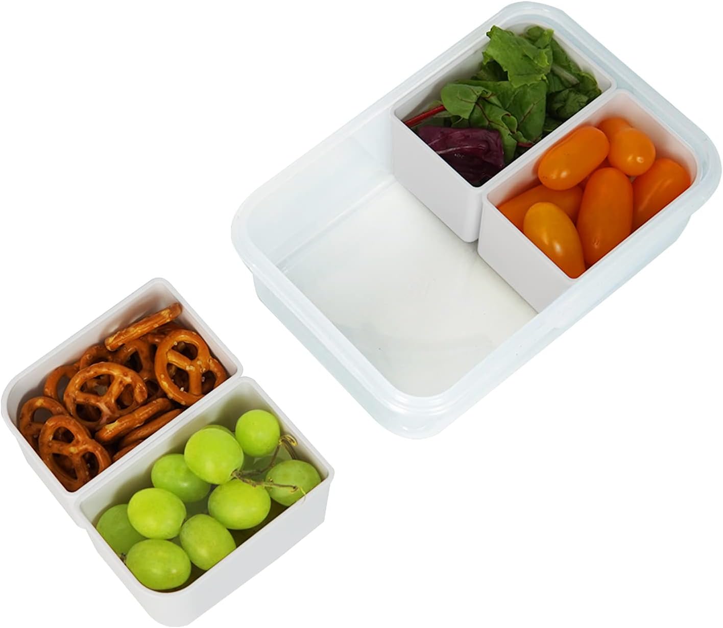 carrotez Food Storage Containers with 3 Removable Compartments, Food Prep Container with Airtight Lids, Portion Control Container, Microwave Safe, Reusable, 4.64 Cup (1100ml)