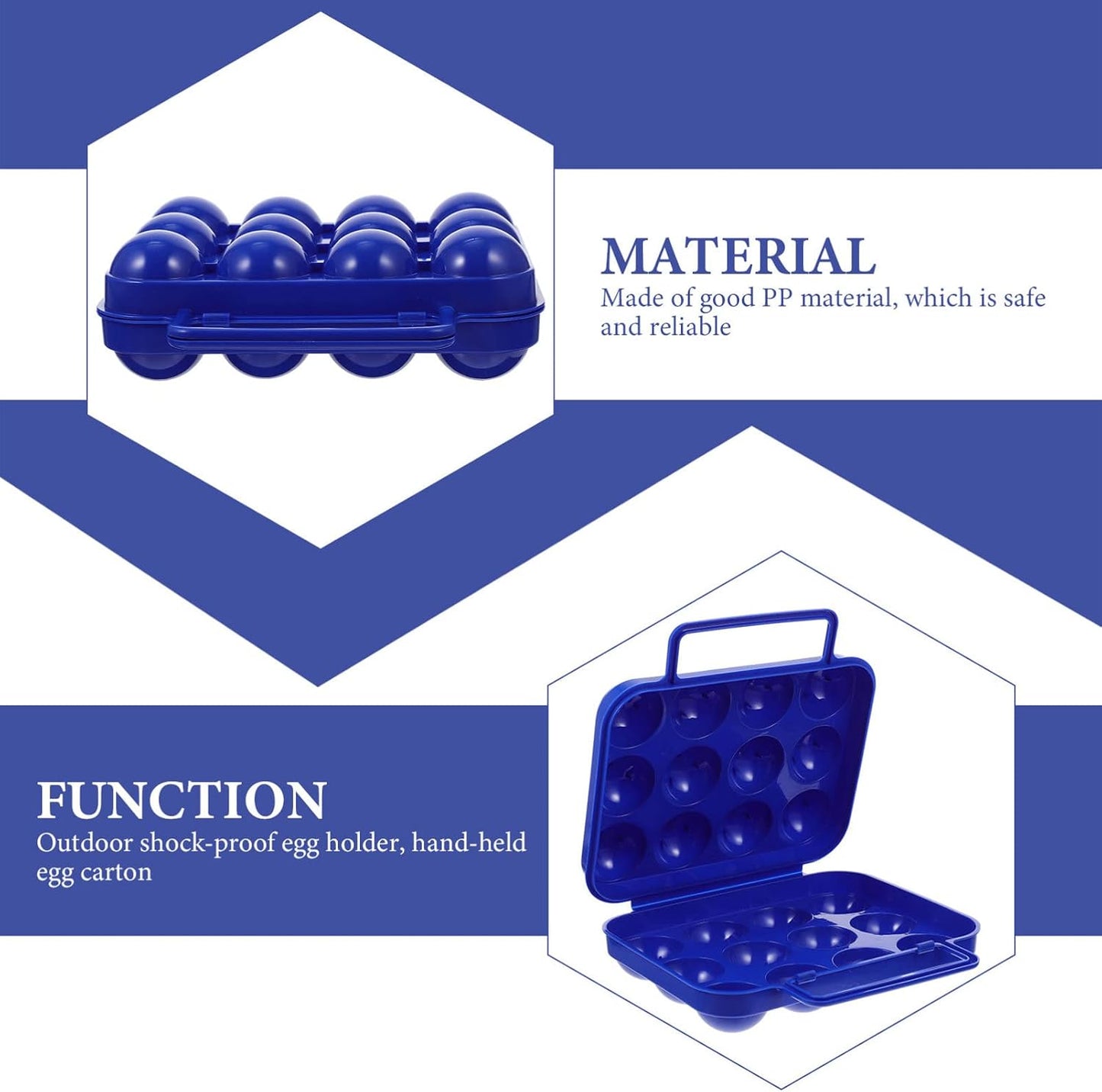 Yardwe 2pcs 12 Egg Container Outdoor Camping Egg Holder Portable Eggs Carrier with Handle Egg Storage Box for Outdoor Picnic Home Fridge Refrigerator Blue