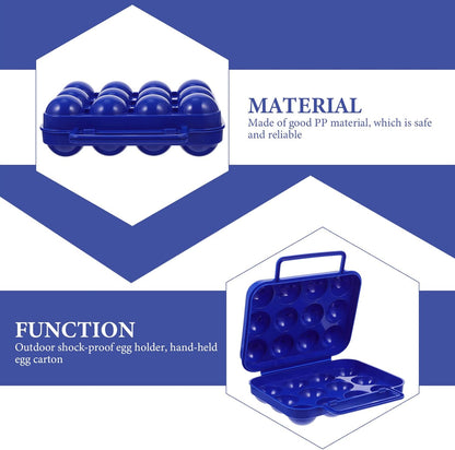Yardwe 2pcs 12 Egg Container Outdoor Camping Egg Holder Portable Eggs Carrier with Handle Egg Storage Box for Outdoor Picnic Home Fridge Refrigerator Blue