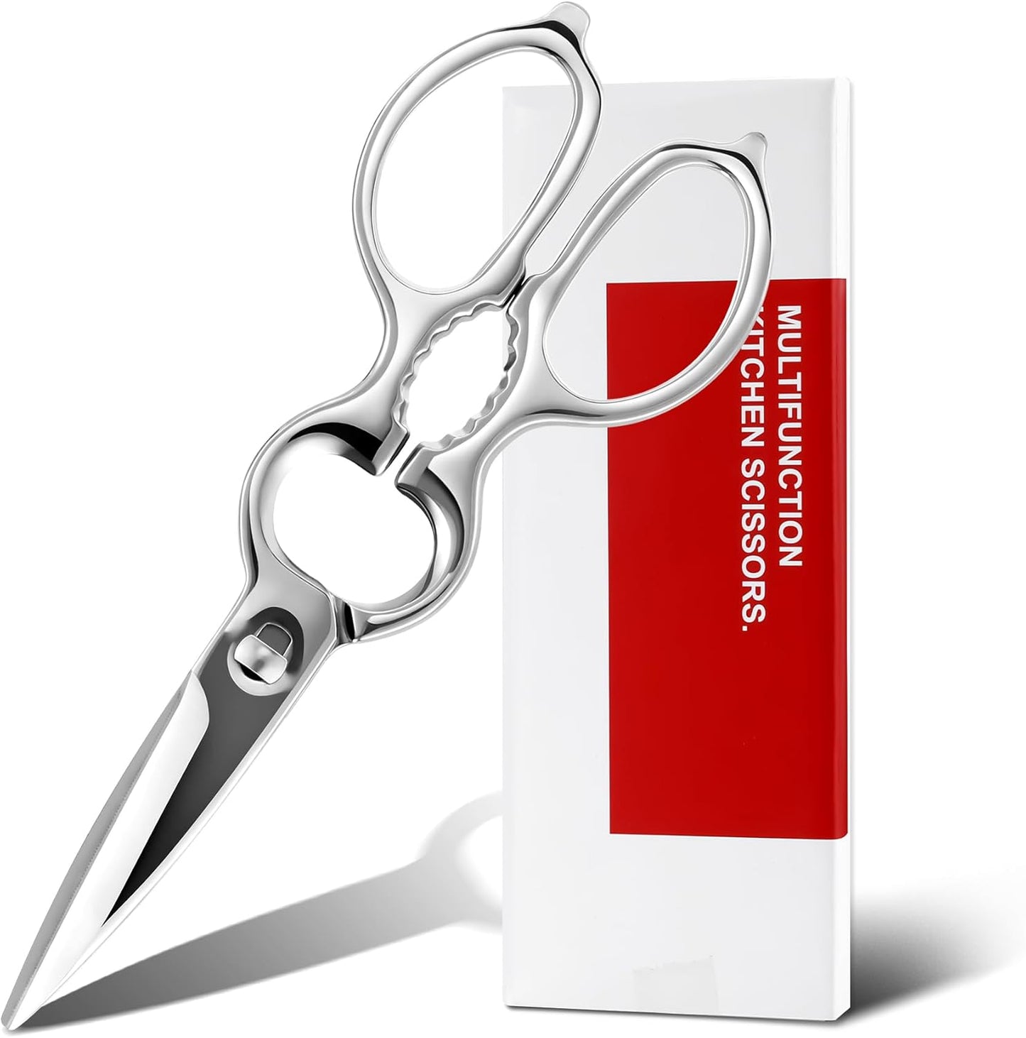 Stainless Steel Kitchen Shears Heavy Duty Full-Steel Forged Metal Scissors for Food, Professional Chef Shears Bone Cutting Meat Pizza Scissors Kitchen Utensils Come Apart, Silver