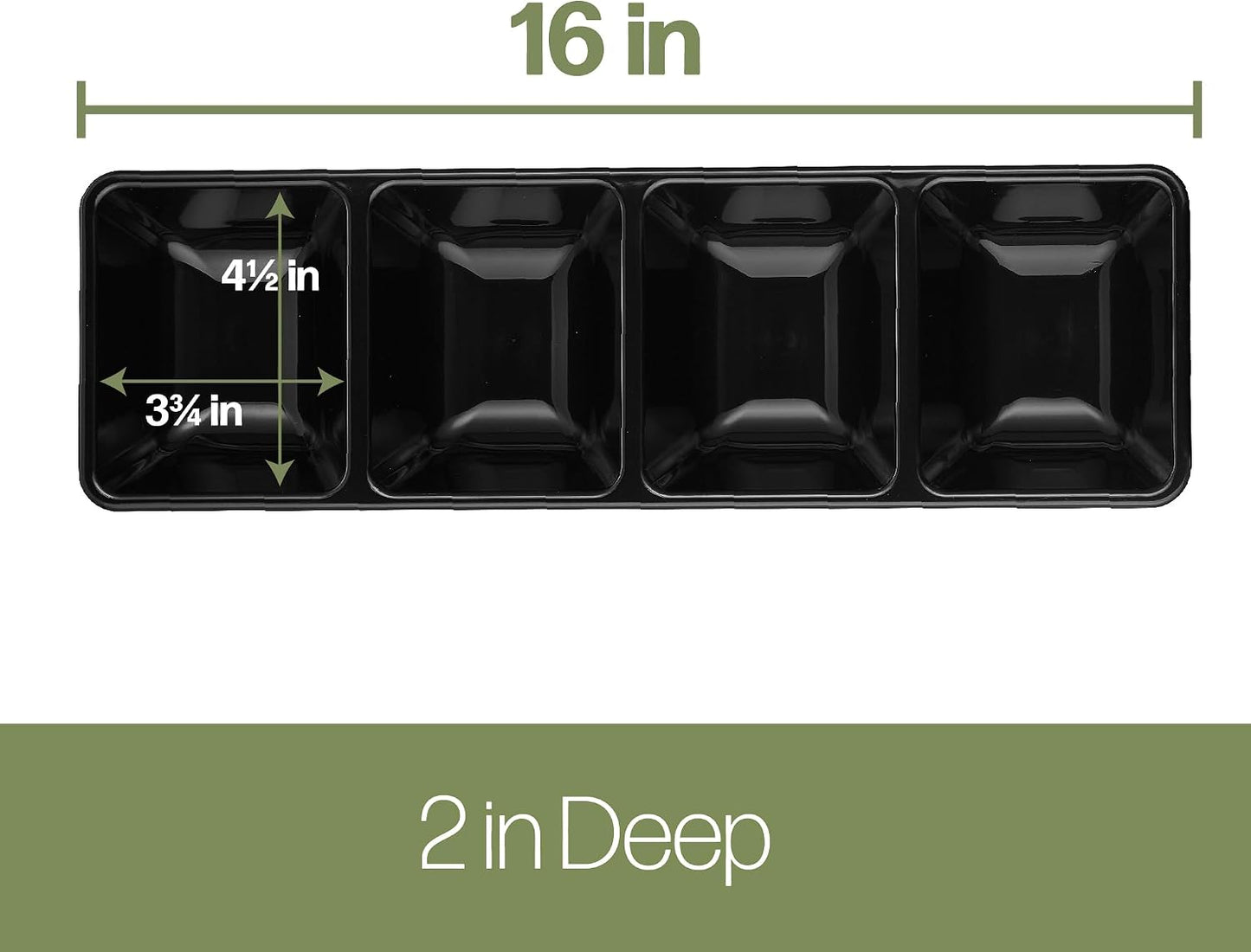 Plasticpro 4 Sectional Rectangle Plastic Serving Tray/Platter (2, Black)