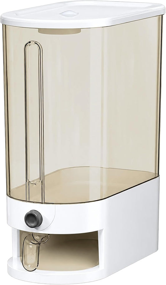 22-25Lbs Rice Dispenser, Large Rice Storage Container Cereal Dispenser Rice Holder Food Storage Container with Measuring Cup, One-Touch Sealed Moisture Food Dispenser for Kitchen and Household
