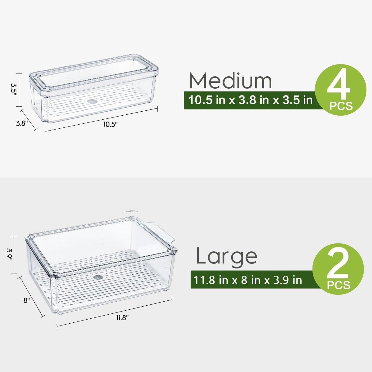 ZIJUND 14 Pack Fridge Organizer, Stackable Refrigerator Organizer Bins with Lids, BPA-Free Fridge Organizers and Storage Containers for Fruit, Vegetable, Food, Drinks, Cereals, Clear