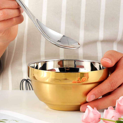Stainless Steel Bowl Set: 500 ml Cereal Bowl, Set of 10 with Gift Box Included. Double Walled Insulated & Dishwasher Safe, Durable Deep Soup Bowl, Suitable for Home Kitchen & Child (Silver)