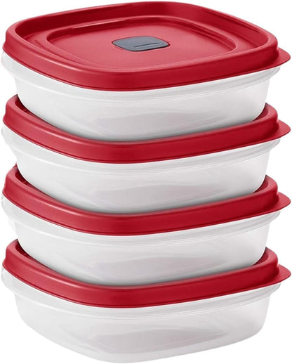 Tribello 16-Piece BPA-Free Plastic Food Storage Set, Red Vented Lids - Microwave, Dishwasher Safe: Perfect for Meal Prep, Leftovers, and Kitchen Organization