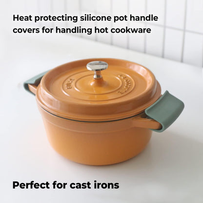Carrotez Silicone Pot Holders, Heat Resistant Pot Handle Covers for Kitchen, Accessories for Cast Iron or Ceramic Dutch Ovens, 1 Pair (2 pcs) - Cream