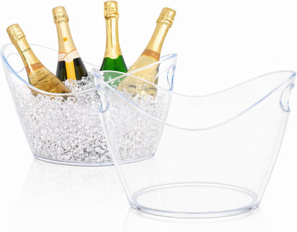 BARsics Large Clear Ice Bucket 3 Gallon(12L), Beverage Tub for Parties (2 Pack)