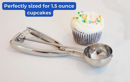 Jenaluca Jumbo Ice Cream, Cupcake & Muffin Scoop, Stainless Steel, 1/2 Cup