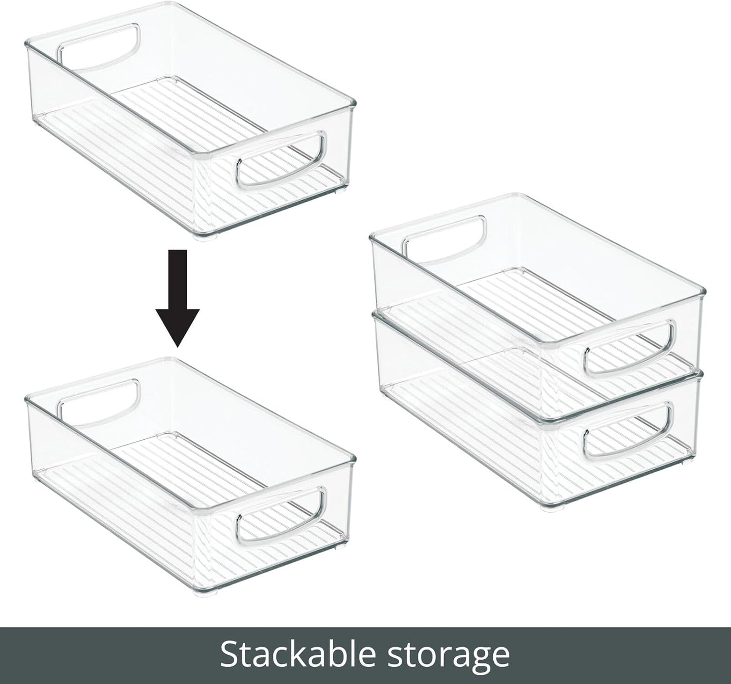 mDesign Plastic Kitchen Organizer - Storage Holder Bin with Handles for Pantry, Cupboard, Cabinet, Fridge/Freezer, Shelves, and Counter - Holds Canned Food, Snacks - 2 Pack - Clear