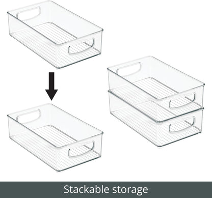 mDesign Plastic Kitchen Organizer - Storage Holder Bin with Handles for Pantry, Cupboard, Cabinet, Fridge/Freezer, Shelves, and Counter - Holds Canned Food, Snacks - 2 Pack - Clear
