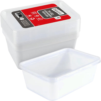 Bluesky Versatile Rectangle Containers-(Pack of 10) -Perfect for Meal Prep & Storage, 34 oz, White