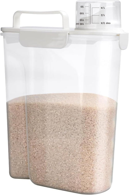 Viretec Rice Storage Container, 15 to 20lb Dry Food Airtight Dispenser, Pet Dog Cat Food Canister, BPA Free Clear Plastic Kitchen and Pantry Bin for Oatmeal, Cereal, Pasta, Flour Pack of 2 Grey