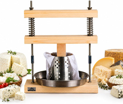 Wooden Unique Cheese and Tofu Making Press, Oil and Juicer, Solid Wood and Steel Spring Mechanism, upto 210 lb of Pressure, Tincture Forming Mold