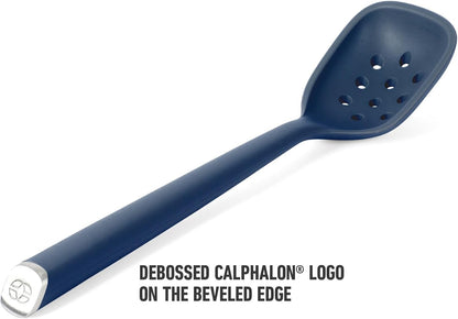 Calphalon Edge Silicone Spoon, Flexible Silicone Cooking Spoon with Reinforced Core, Heat-Resistant Nonstick-Safe Kitchen Spoon for Stirring, Mixing & Serving, Navy
