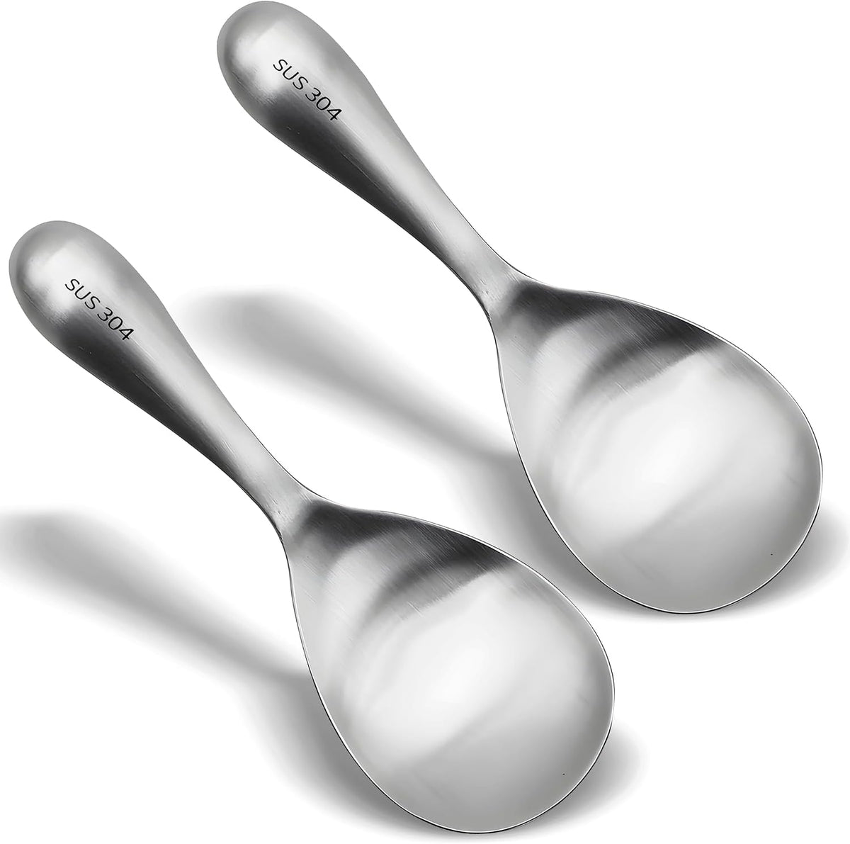 Comicfs Rice Paddle Spoon 304 Stainless Steel Thickened Rice Spoon Rice Spatula Non Stick Rice Scooper for Rice Mashed Potato Salads, Apply for Kitchen Home Restaurant Hotel Serving (Bright)