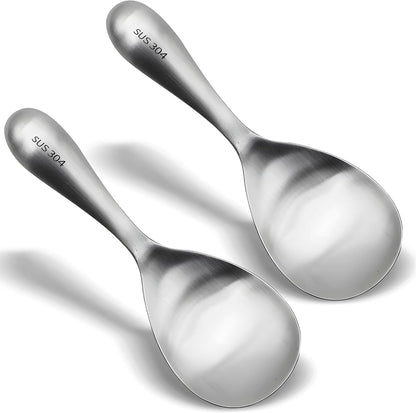 Comicfs Rice Paddle Spoon 304 Stainless Steel Thickened Rice Spoon Rice Spatula Non Stick Rice Scooper for Rice Mashed Potato Salads, Apply for Kitchen Home Restaurant Hotel Serving (Bright)