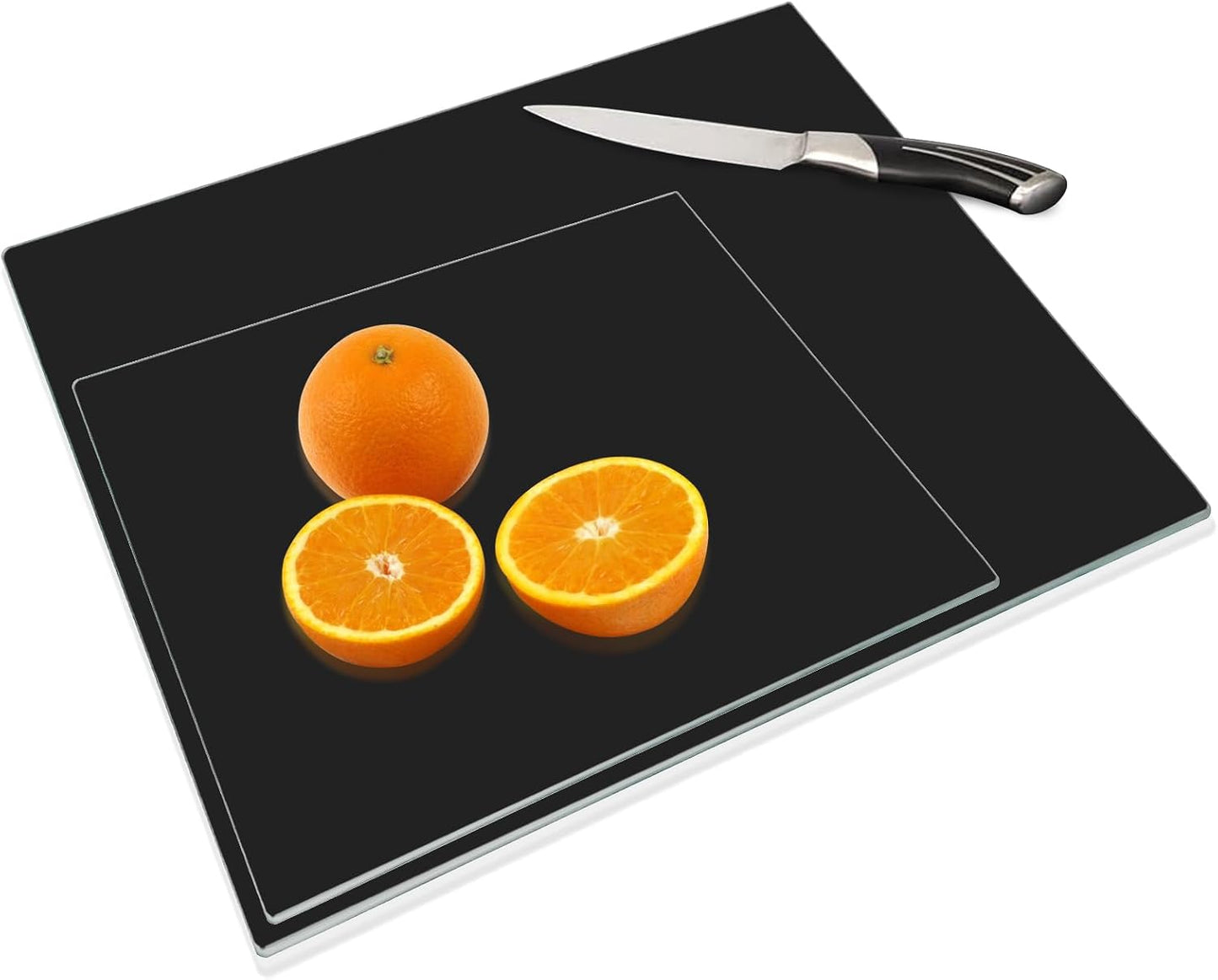 JAMBALAY Tempered Glass Cutting Boards for Kitchen, Gold 12"x8" & 16"x12" Glass Cutting Board Set with Marble Design, With Non Slip Foot, Shatter and Heat Resistant, Dishwasher Safe