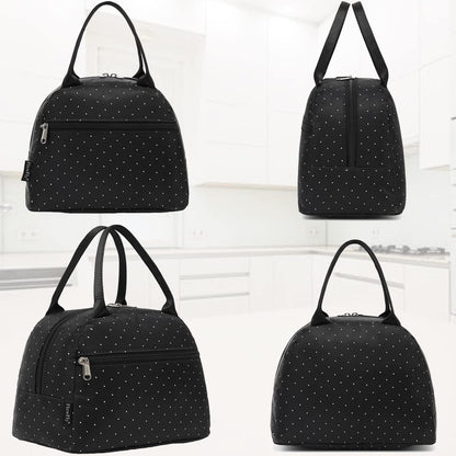 FlowFly Insulated Lunch Cooler Bag - Tote Bag Organizer for Women/Men, Black - Colors B