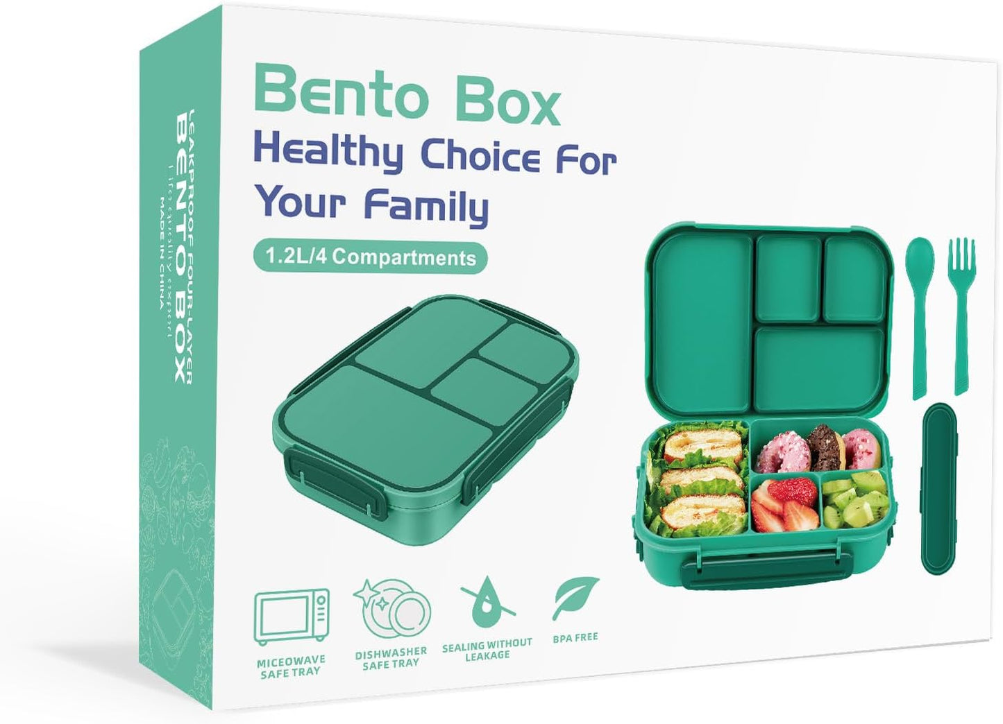 Amathley Lunch Box Kids,Bento Box Adult,Leakproof Lunch Containers for Adults/Kids/Toddler,1200ML-4 Compartments bento Lunch box with Utensil,Microwave & Dishwasher & Freezer Safe (Pink Berry)