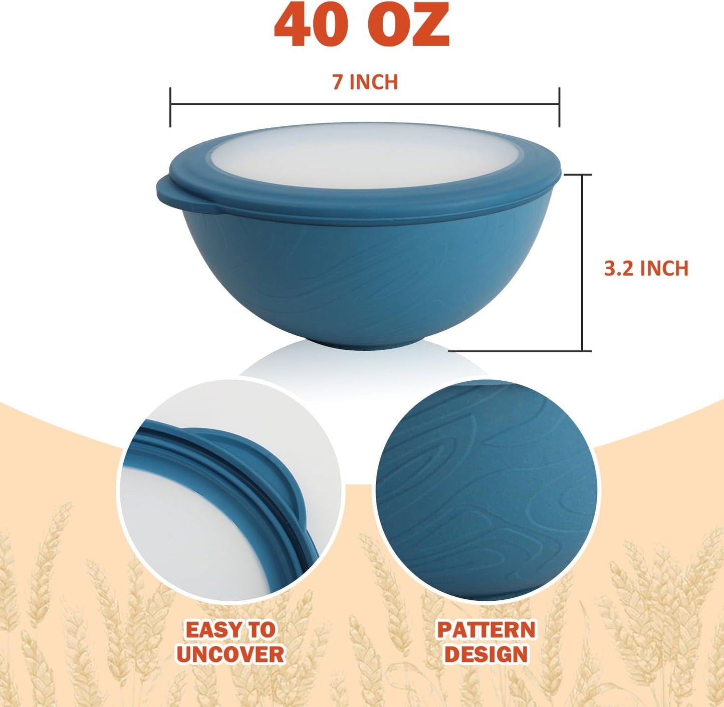Wrova Wheat Straw Bowls for Kitchen set of 6,Anti-Scald Thick Soup Bowls 40oz,Microwave and Dishwasher Safe Bowl Sets, Unbreakable Cereal Bowl Sets. Vibrant Series