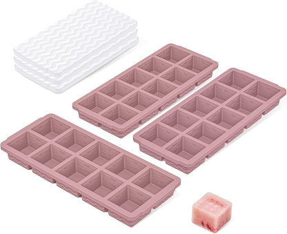 3-Pack Silicone Freezer Trays with Lid,2 Large 2-Cup(500ml)&4 Medium 1-Cup(250ml)&6 Small 1/2-Cup(125ml) Soup Freezer Container Molds,Ice Cube Tray For Meal Prep&Freezing Soup,Stews,Sauces