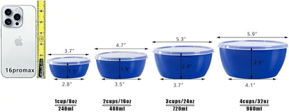 4-Piece Classic Plastic Prep Bowls with Lids, Nesting Plastic Small Mixing Bowl Set for Mixing, Baking, Prepping, Cooking and Serving Food, Microwave and Dishwasher Safe (Yellow)