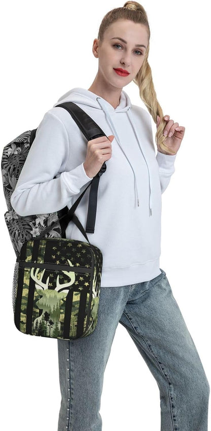 Black Cat Reusable Lunch Box Food Bag Insulated Lunch Bag for Teenage Boys Girls School Beach