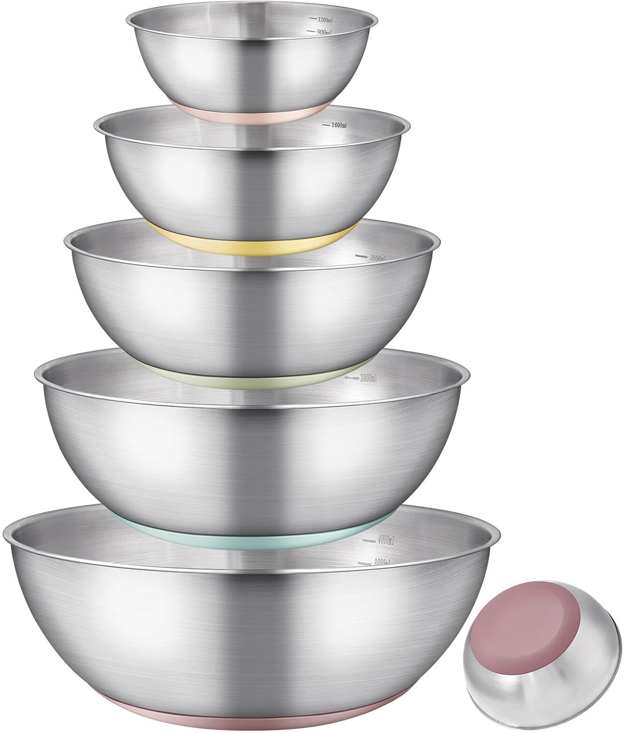 Stainless Steel Mixing Bowl Set - High - Quality, Durable and Rust - Resistant for Baking, Cooking, and Salad Making,Kitchen meal preparation,Great for Mixing & Serving,Anti slip silicone rubber base
