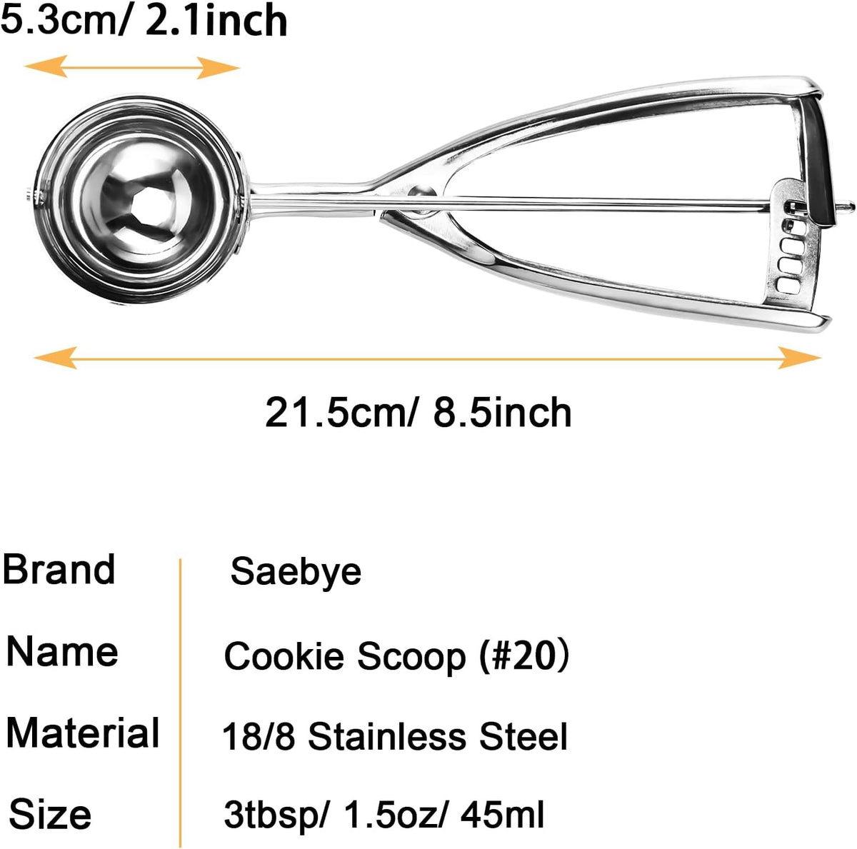 Saebye 4 oz Scoop, Large Ice Cream Scoop with Trigger, #8 Cookie Scoop,