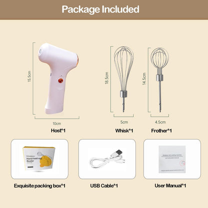 Electric Hand Whisk, USB Rechargeable, Wireless Portable Egg Beater with 2 Detachable Whisks with 3 Speed Modes for Eggs/Milkshake Cream/Butter/Baby Food, Fit for Kitchen/Camping/Gifts (Green)