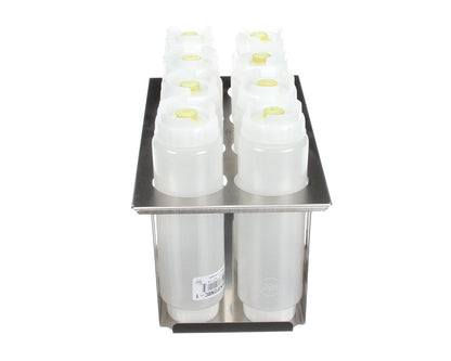 Server 86996 Stainless Steel Squeeze Bottle Holder Set with 8 Bottles (2.63 Diameter)