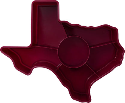 KOLORAE Texas Serving Tray - 6 Compartment Texas Snack Tray w/Dressing Cup. Great for Entertaining. Veggie Tray. Fruit Tray. Snack Tray. Entertaining Platter. Party Serving Platter, Large, White