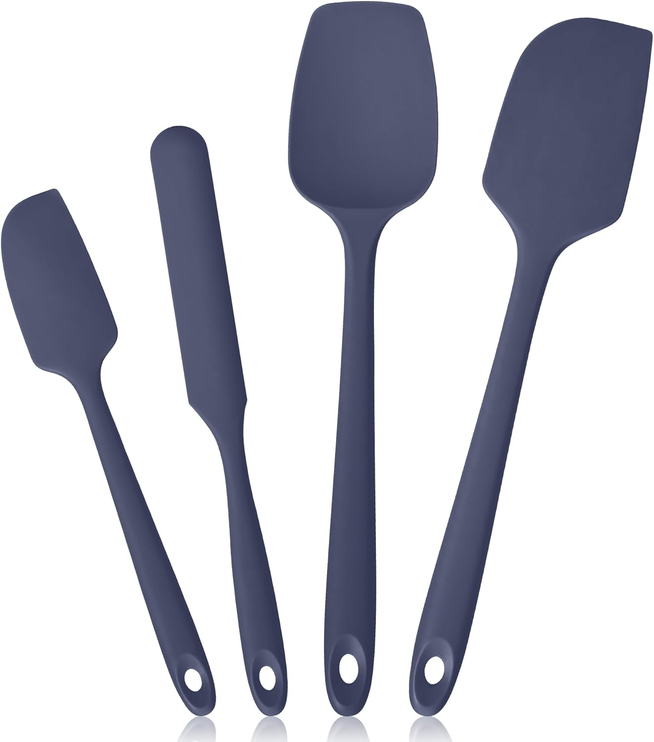 600ºF Heat Resistant Spatulas, High Heat Food Safe Semless Kitchen Silicone Scraper Set for Cooking Baking Mixing Scraping Stirring Nonstick Cookware Pan Bowl (4Pcs,Aqua Sky)