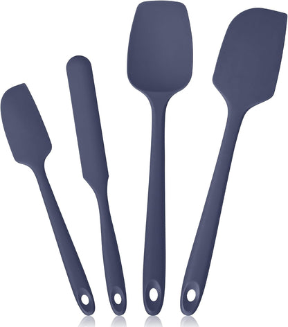 600ºF Heat Resistant Spatulas, High Heat Food Safe Semless Kitchen Silicone Scraper Set for Cooking Baking Mixing Scraping Stirring Nonstick Cookware Pan Bowl (4Pcs,Aqua Sky)