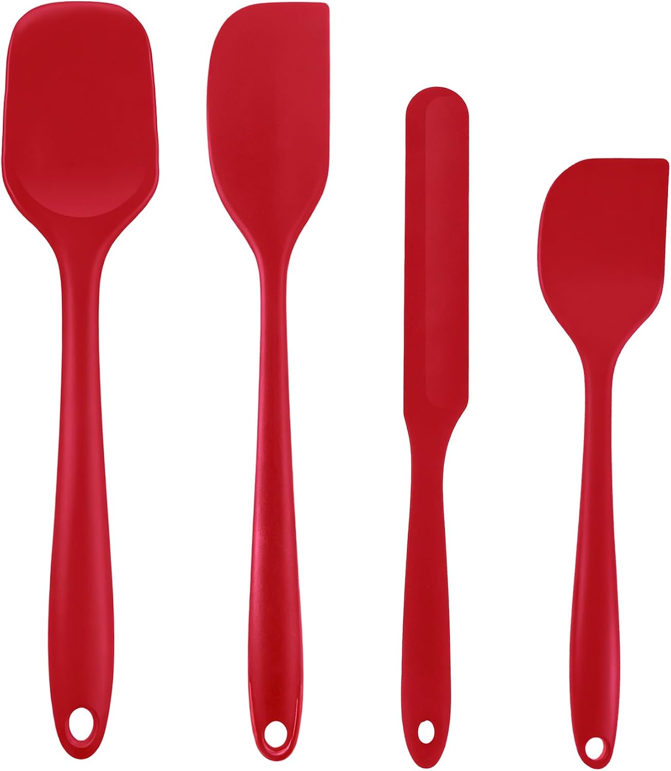 Silicone Spatula Set, Food Grade Rubber Spatula, 4 Pcs Heat Resistant Silicone Spatulas, One Piece Design Non-Stick Kitchen Utensils for Cooking, Stirring, Baking & Mixing, Dishwasher Safe (Black)