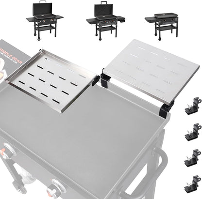 Utheer 2-Pack Griddle Warming Rack for Blackstone 28" Griddles, Stainless Steel Flat Top Grill Accessories | Reversible Rack Adds Prep Space, Foldable Clip-On Design Expands Cooking & Holding Area