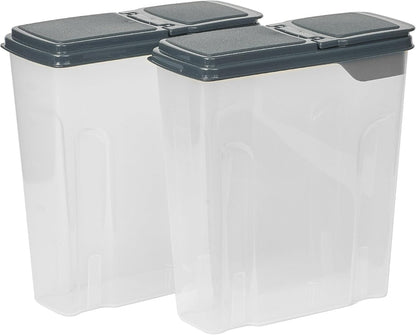 Set of 2 Large Airtight Food Storage Containers with Flip-Top Lids, BPA-Free Cereal & Dry Food Dispensers, Stackable Kitchen Pantry Organizer for Bulk Dry Goods