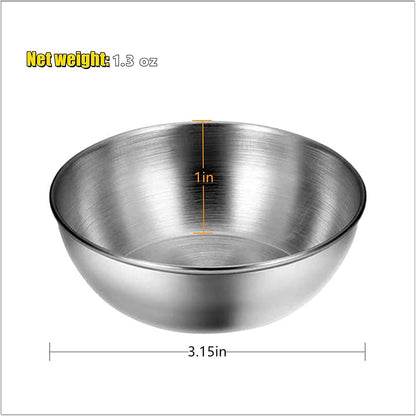 Small Stainless Steel Bowls, 3.3 oz Mini Prep Bowl, Soy Sauce Dish, Dipping Sauce Cups, Reusable Metal Ramekins, Oven & Dishwasher Safe, Set of 6, Silver